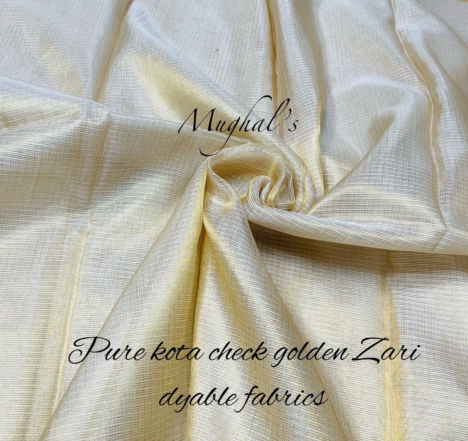 Pure kota check golden zari dyable fabrics