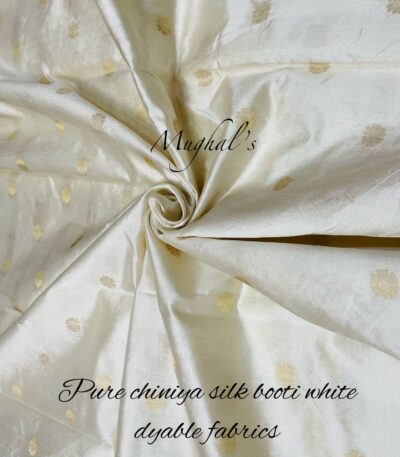 Pure chiniya silk booti white dyable fabrics