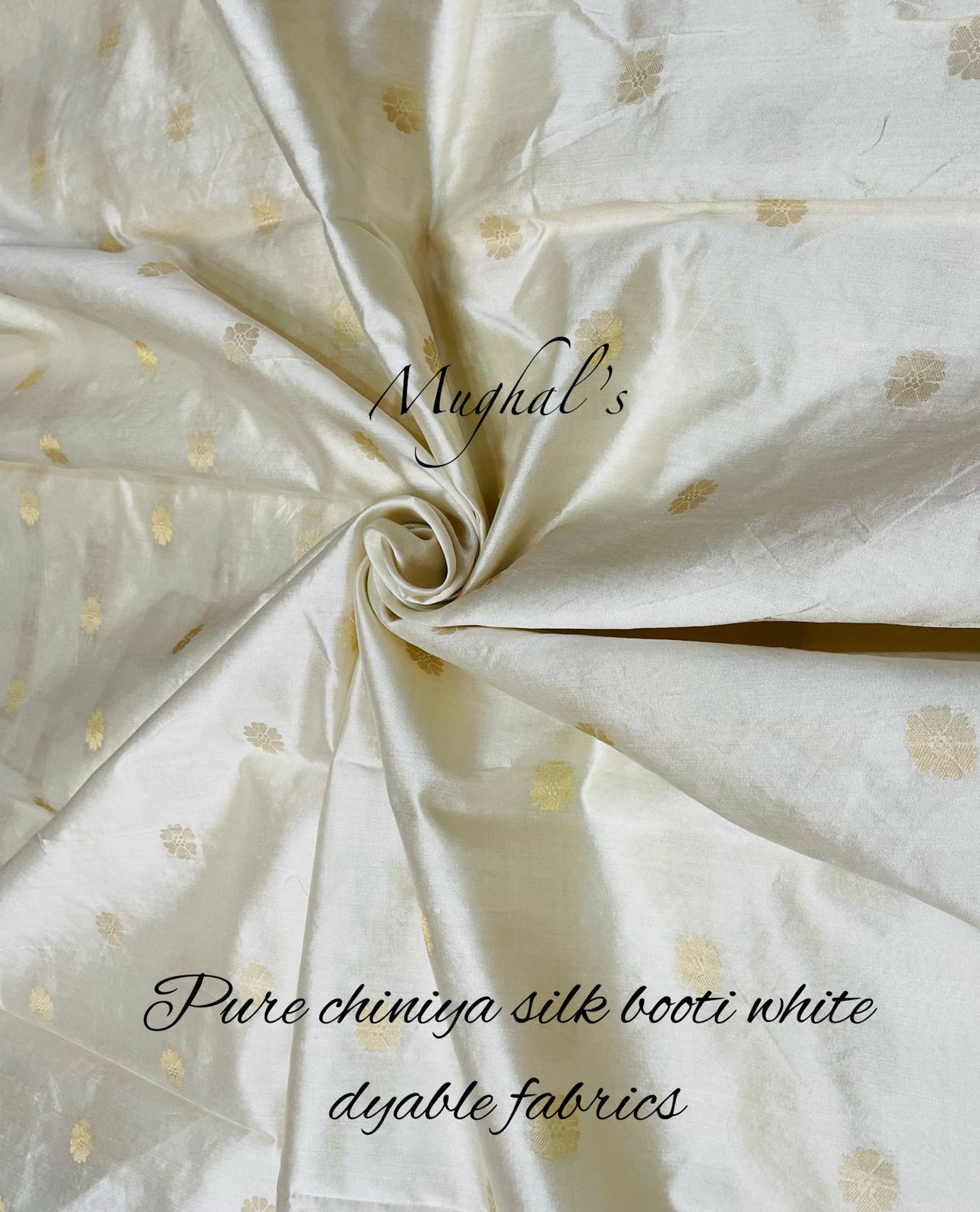 Pure chiniya silk booti white dyable fabrics