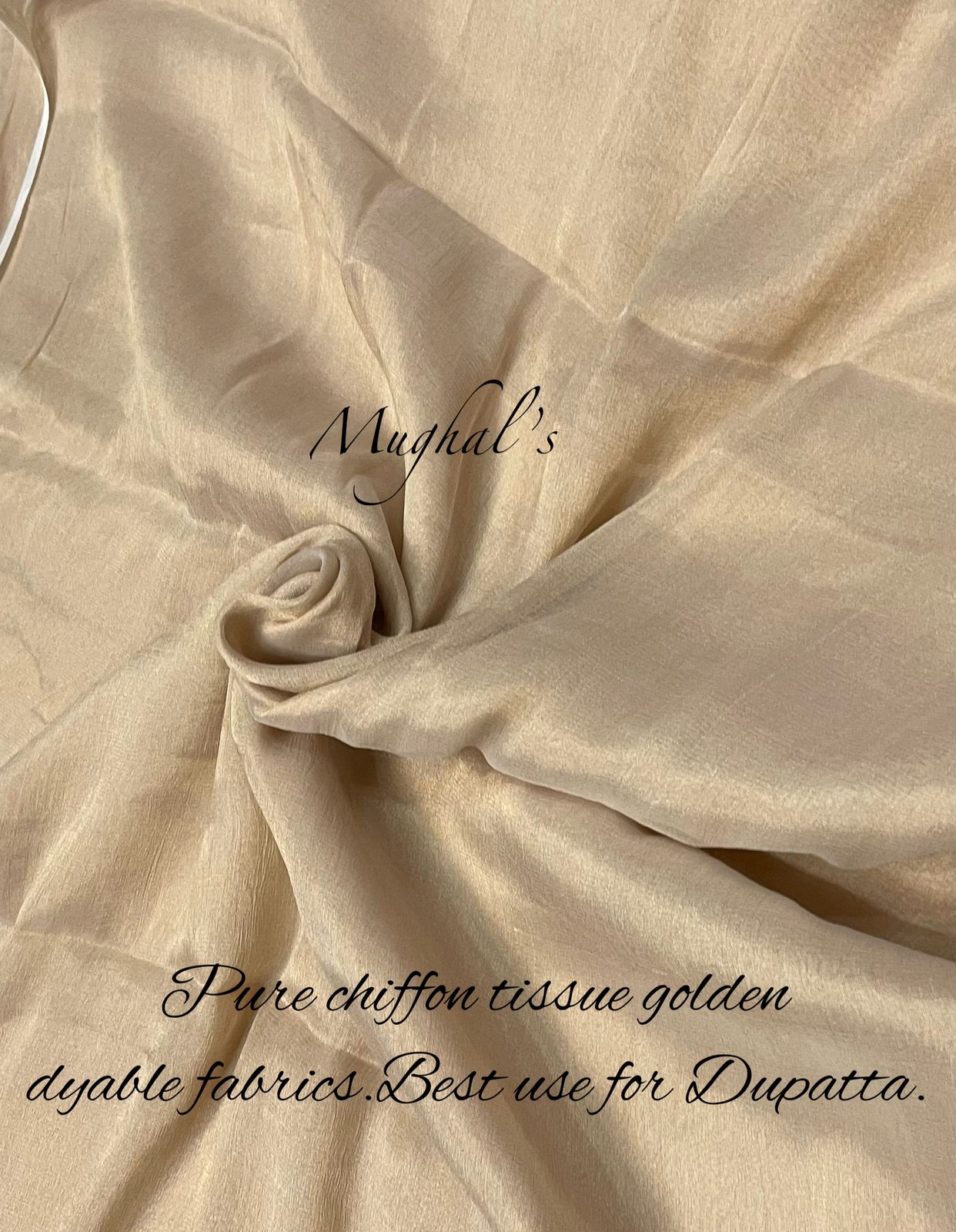 Pure chiffon tissue golden dyable fabrics. (for dupatta)