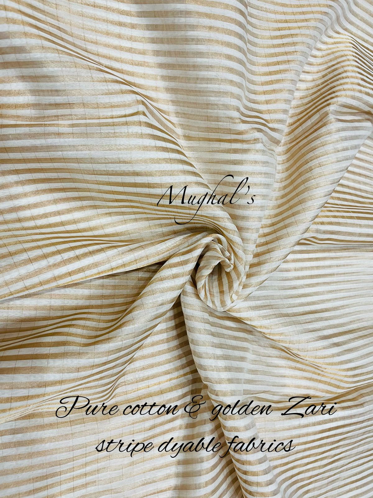 Pure cotton & golden zari stripe dyable fabrics