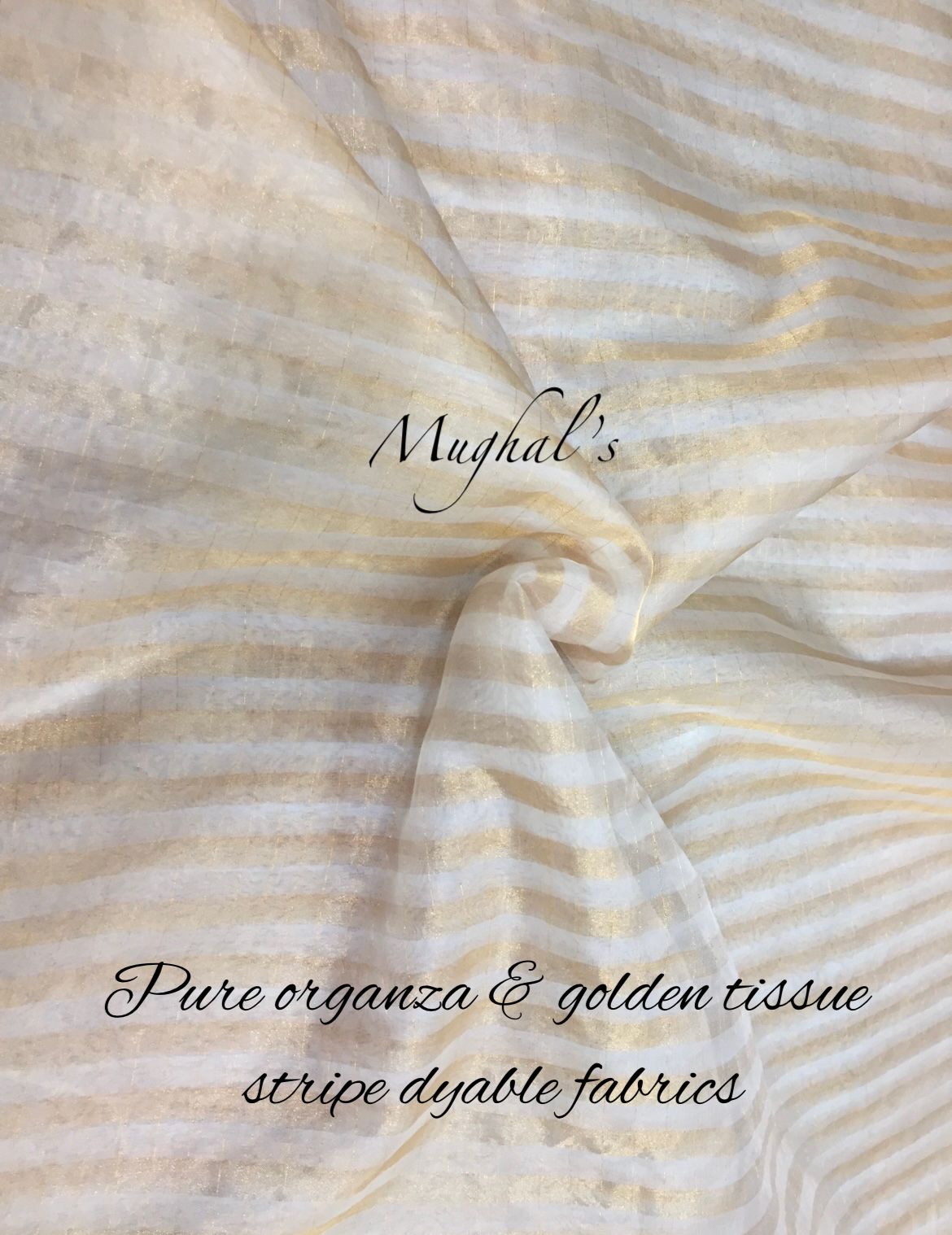 Pure organza & golden tissue stripe dyable fabrics