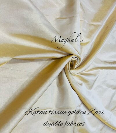 Katan tissue golden zari dyable fabrics