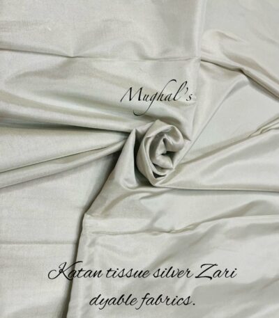 Katan Tissue Silver Zari Dyable Fabrics