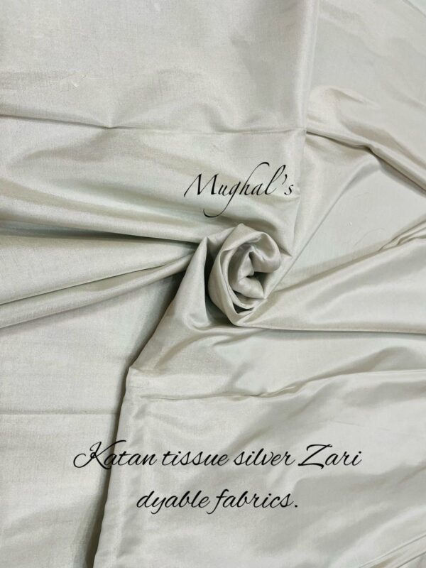 Katan Tissue Silver Zari Dyable Fabrics