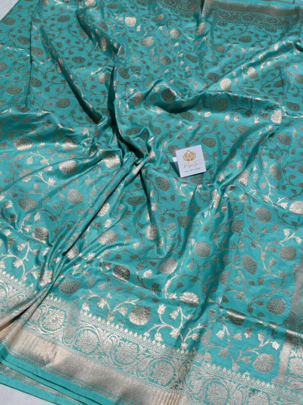 Pure Silk Katan Light Blue Saree By Handloom