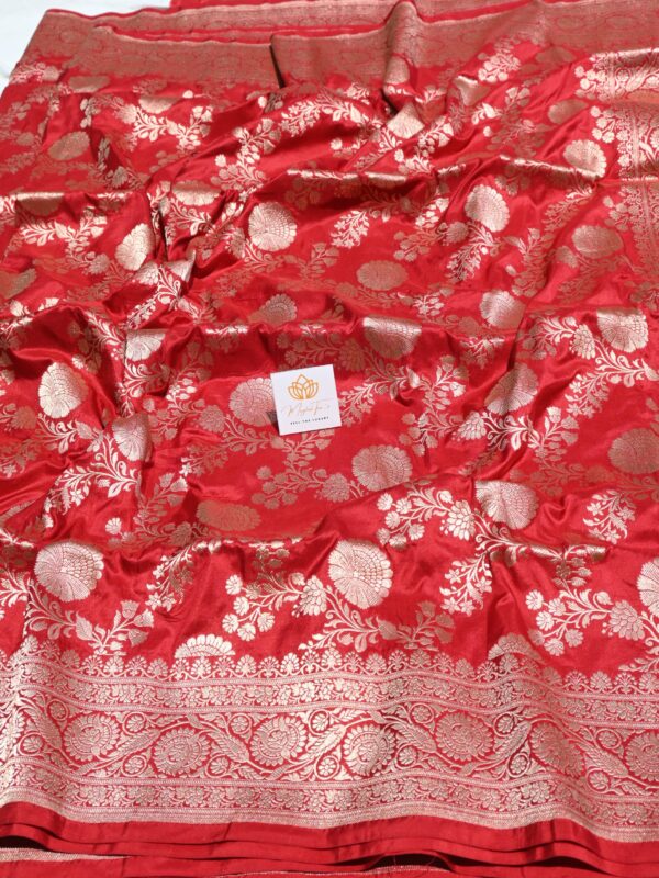 Pure Silk Katan Red Saree By Handloom
