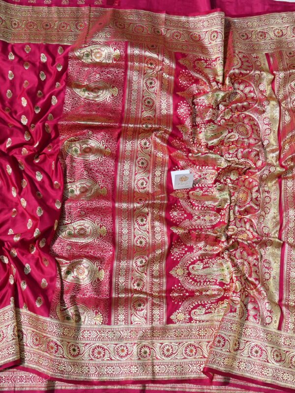 Pure Silk Katan Pink (Rani) Saree By Handloom