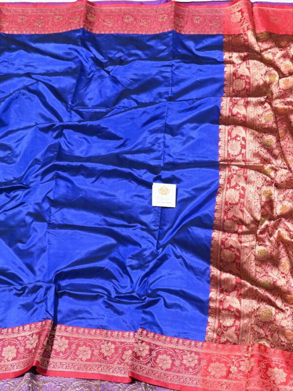 Pure Silk Katan Dark Blue & Mahroon Saree By Handloom
